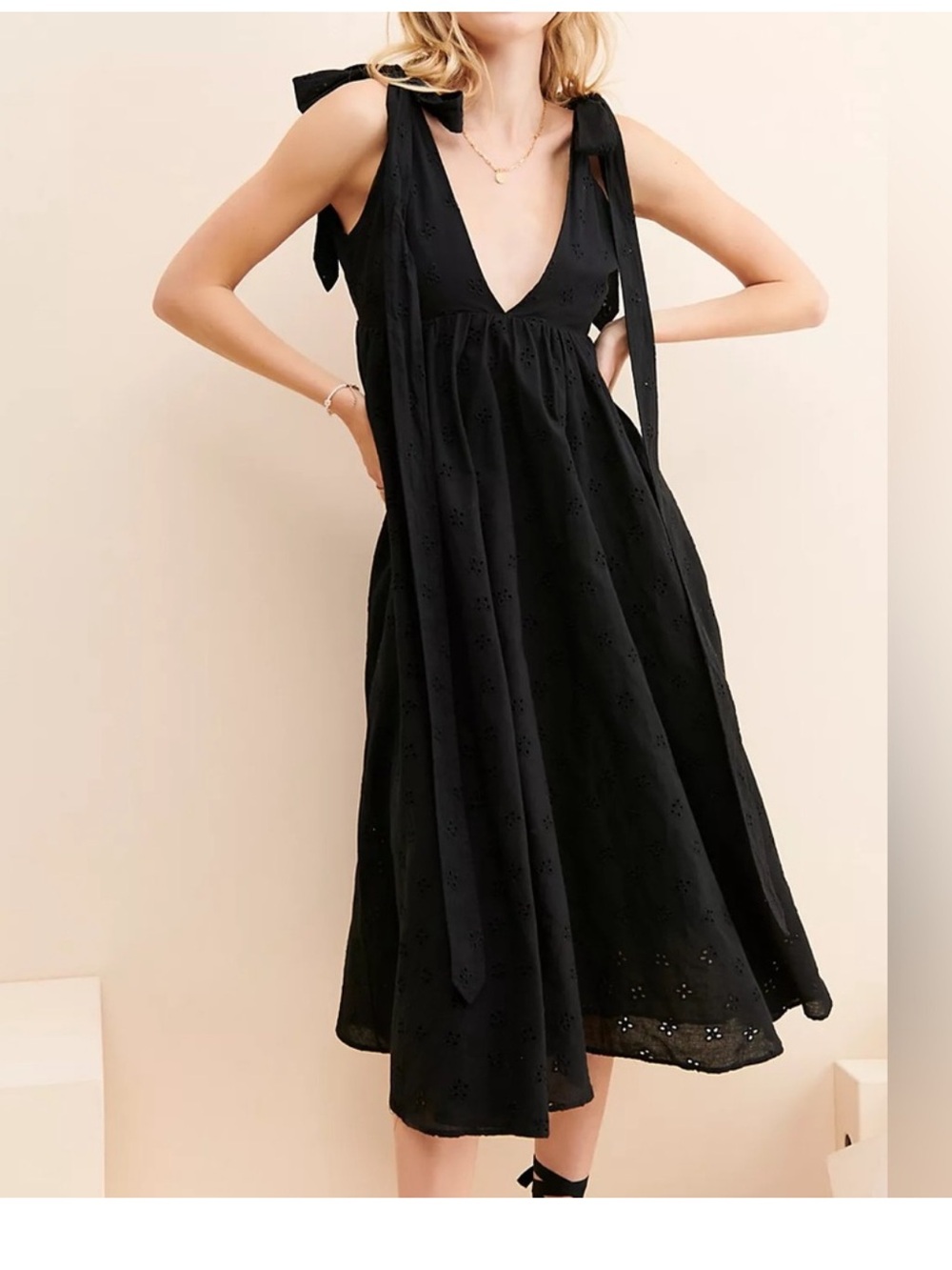 Free People Allina Liu Tyr Midi Dress Eyelet Small
